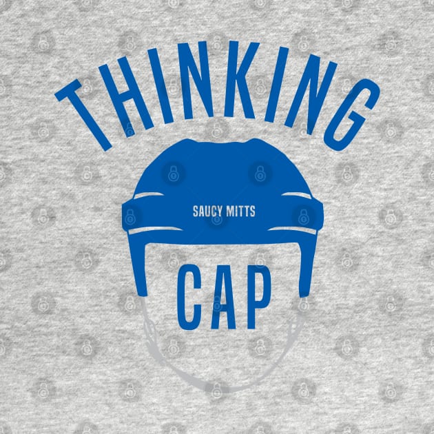 Blue Hockey Helmet Thinking Cap by SaucyMittsHockey